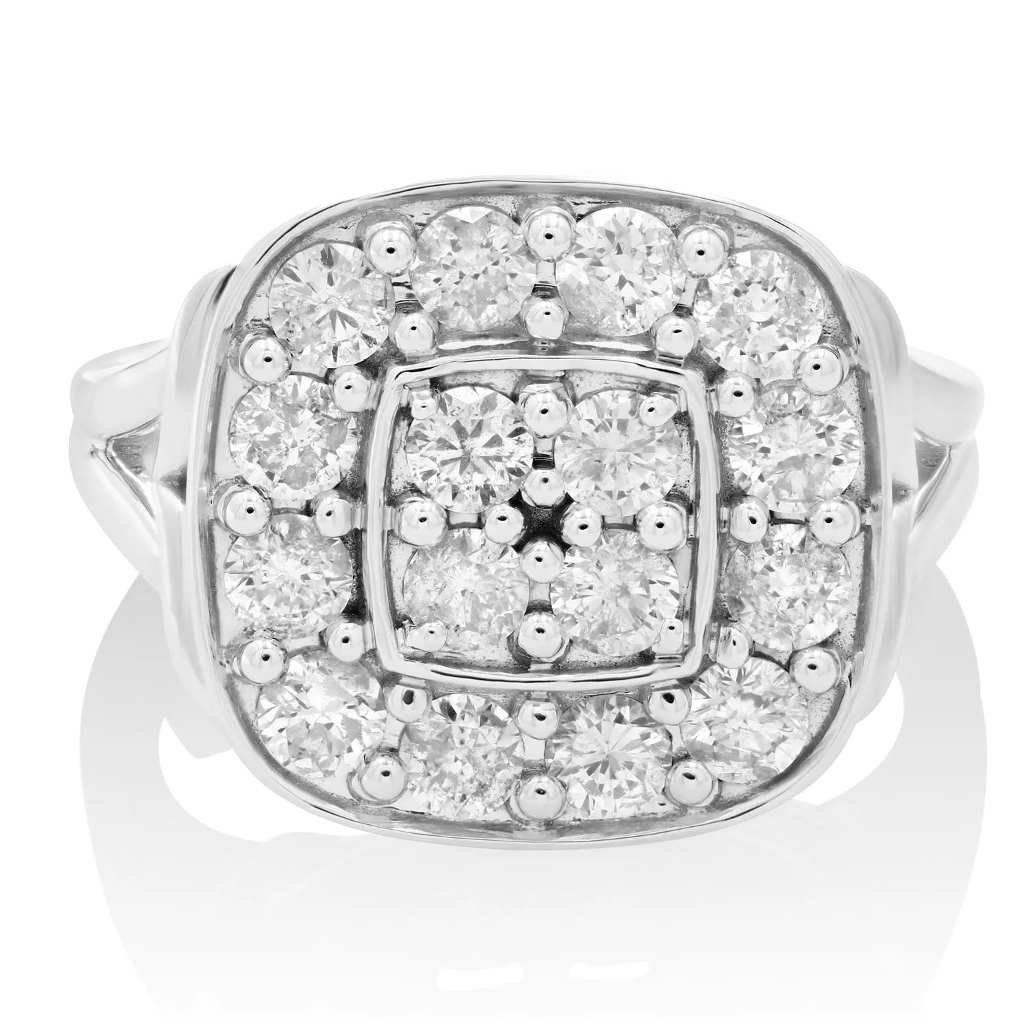 1.50 cttw Diamond Split Shank Engagement Rings in 14K White Gold