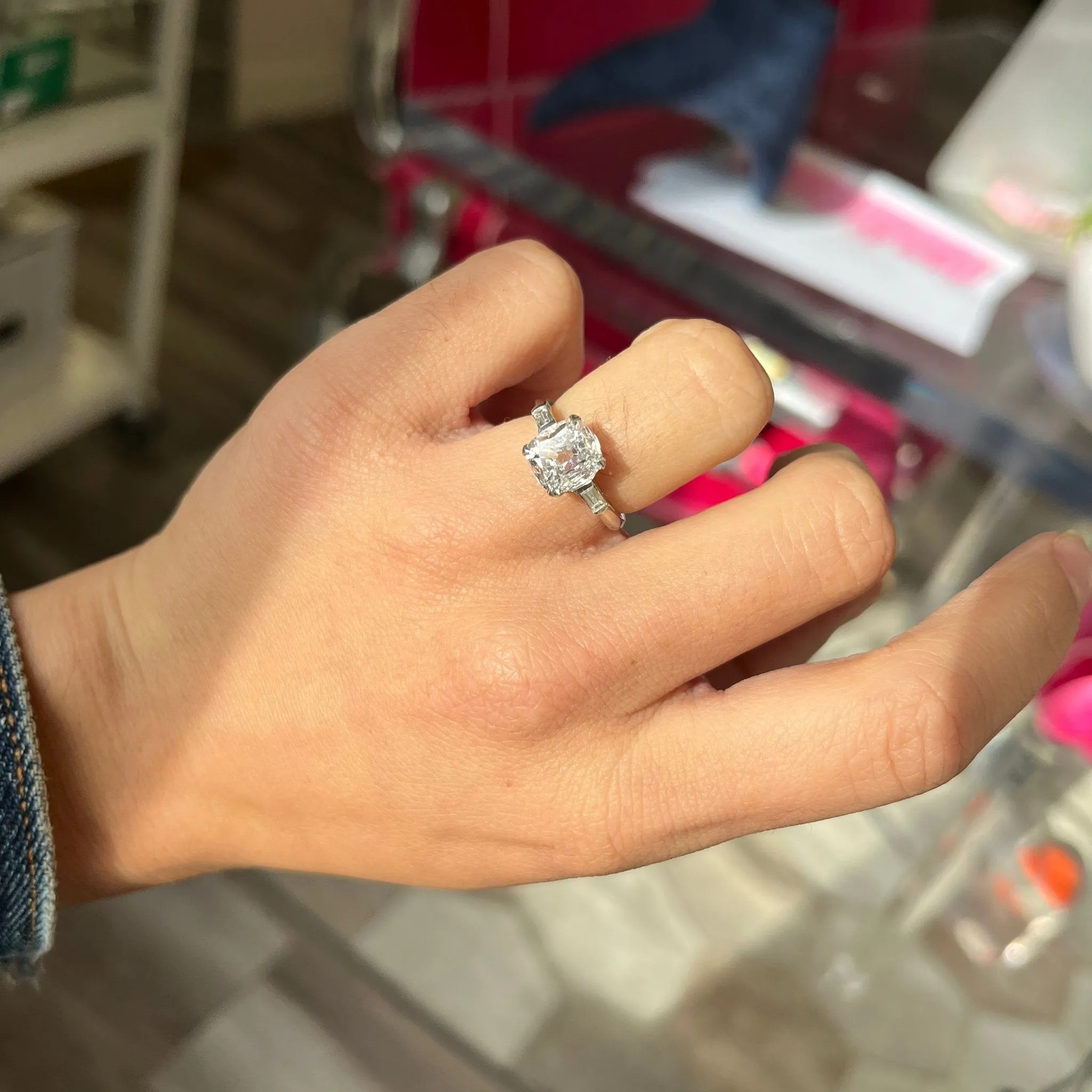1.50ct Cushion Cut Diamond Ring, GIA D SI2