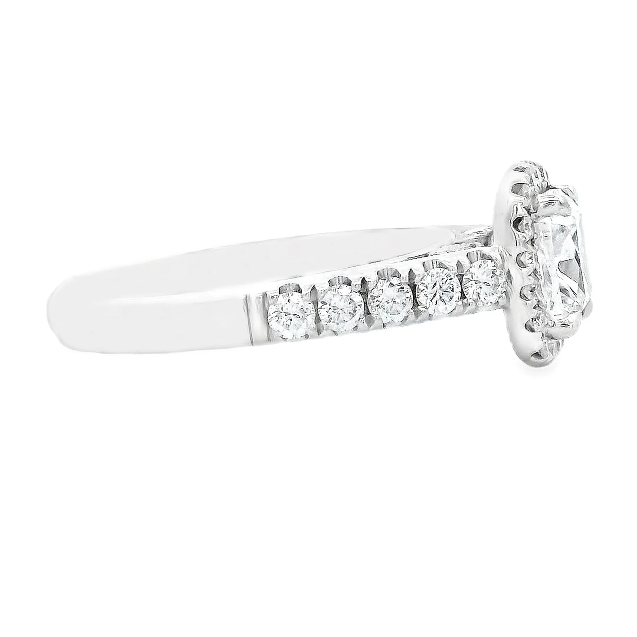 1.54ct Cushion Cut 18k White Gold Halo Engagement Ring