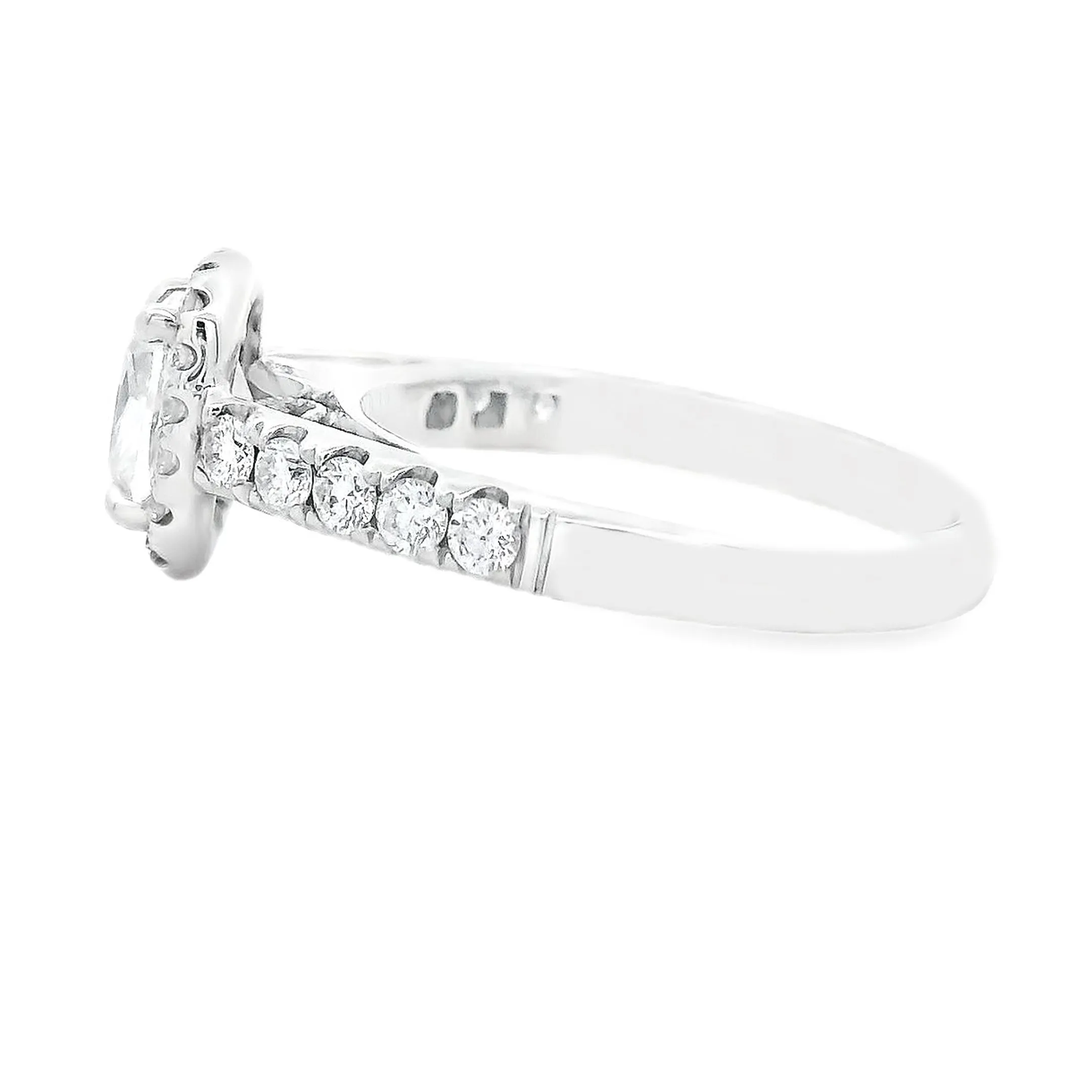 1.54ct Cushion Cut 18k White Gold Halo Engagement Ring