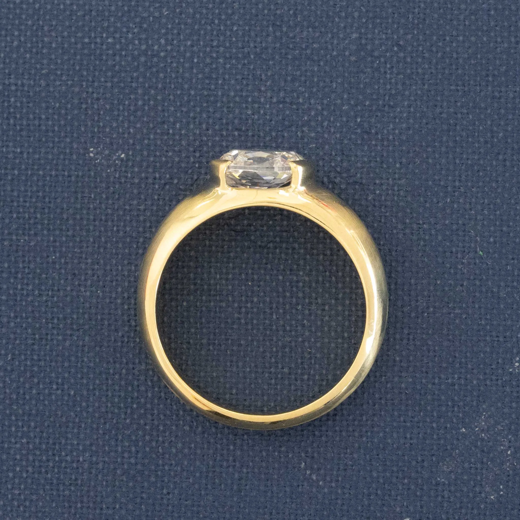1.70ct Cushion Cut Diamond Half-Bezel Solitaire, GIA G VS2