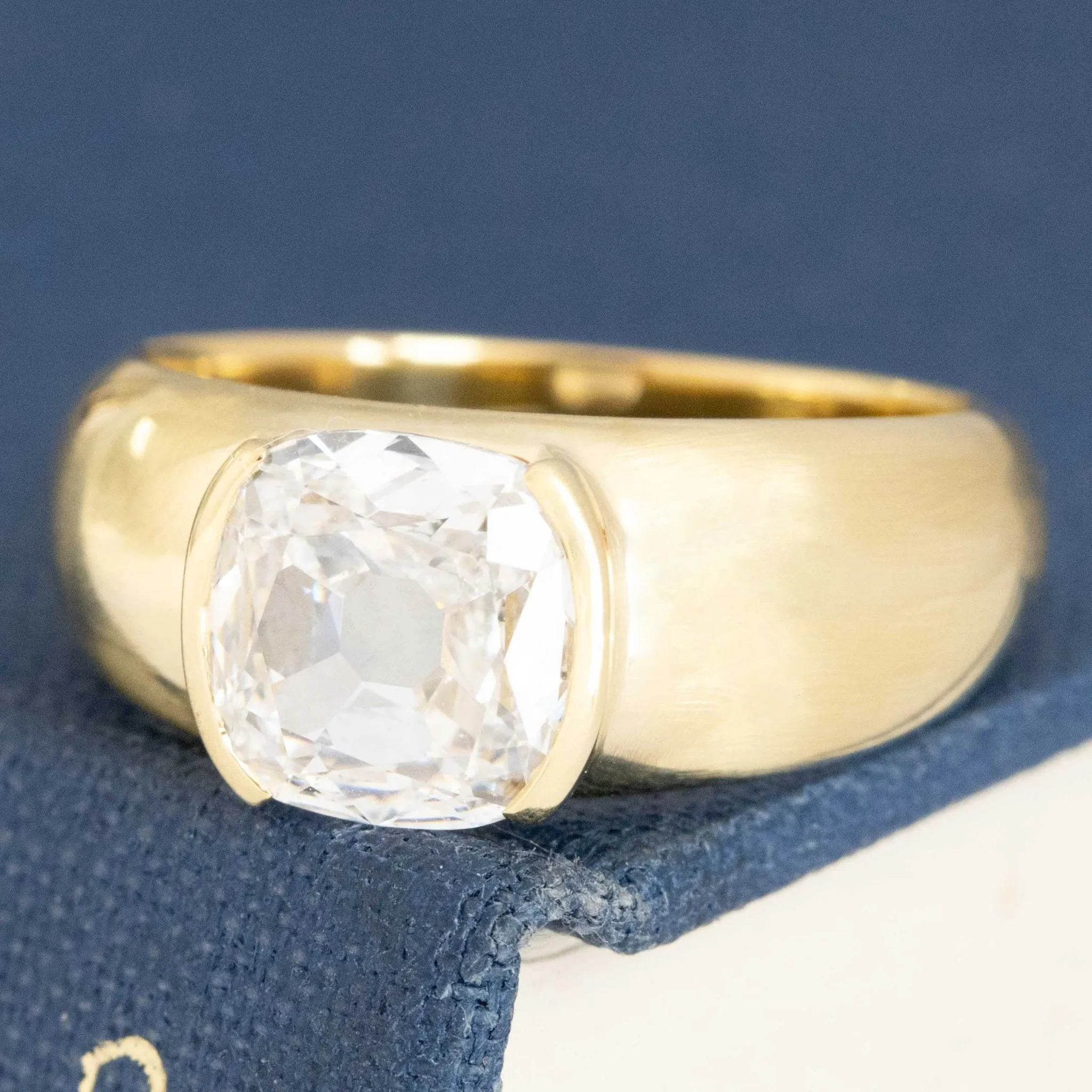 1.70ct Cushion Cut Diamond Half-Bezel Solitaire, GIA G VS2