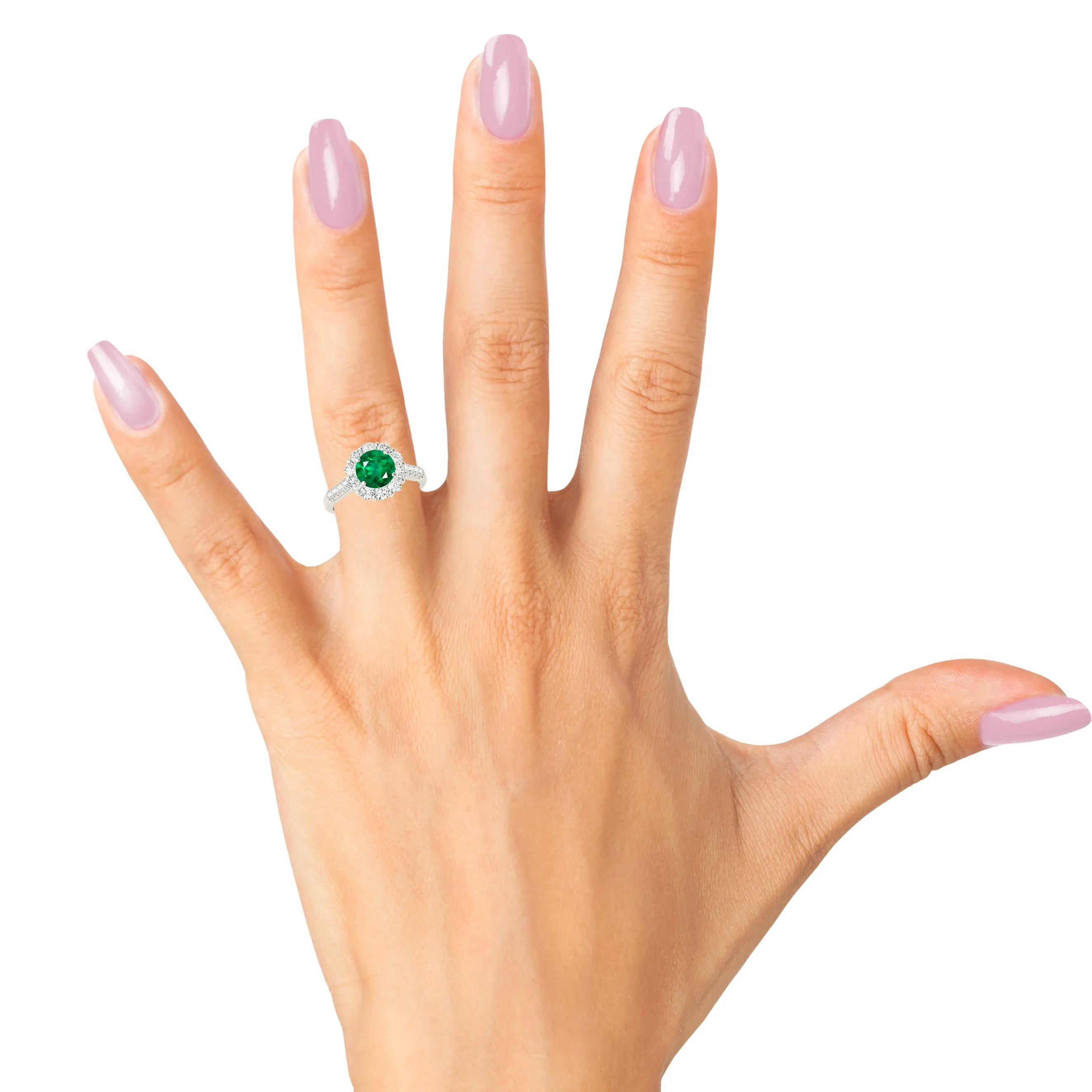 1.75 ct. Genuine Emerald Halo Ring With Side Diamonds