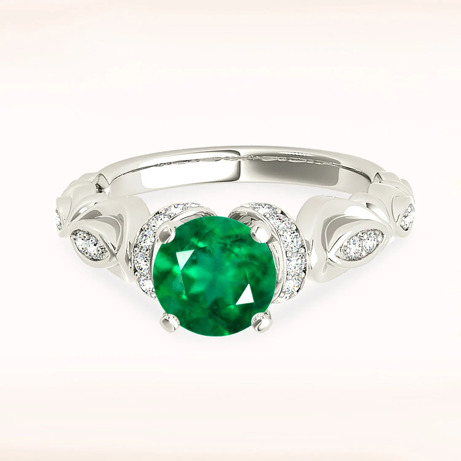 1.75 ct. Genuine Emerald Ring With Side Accent Diamonds