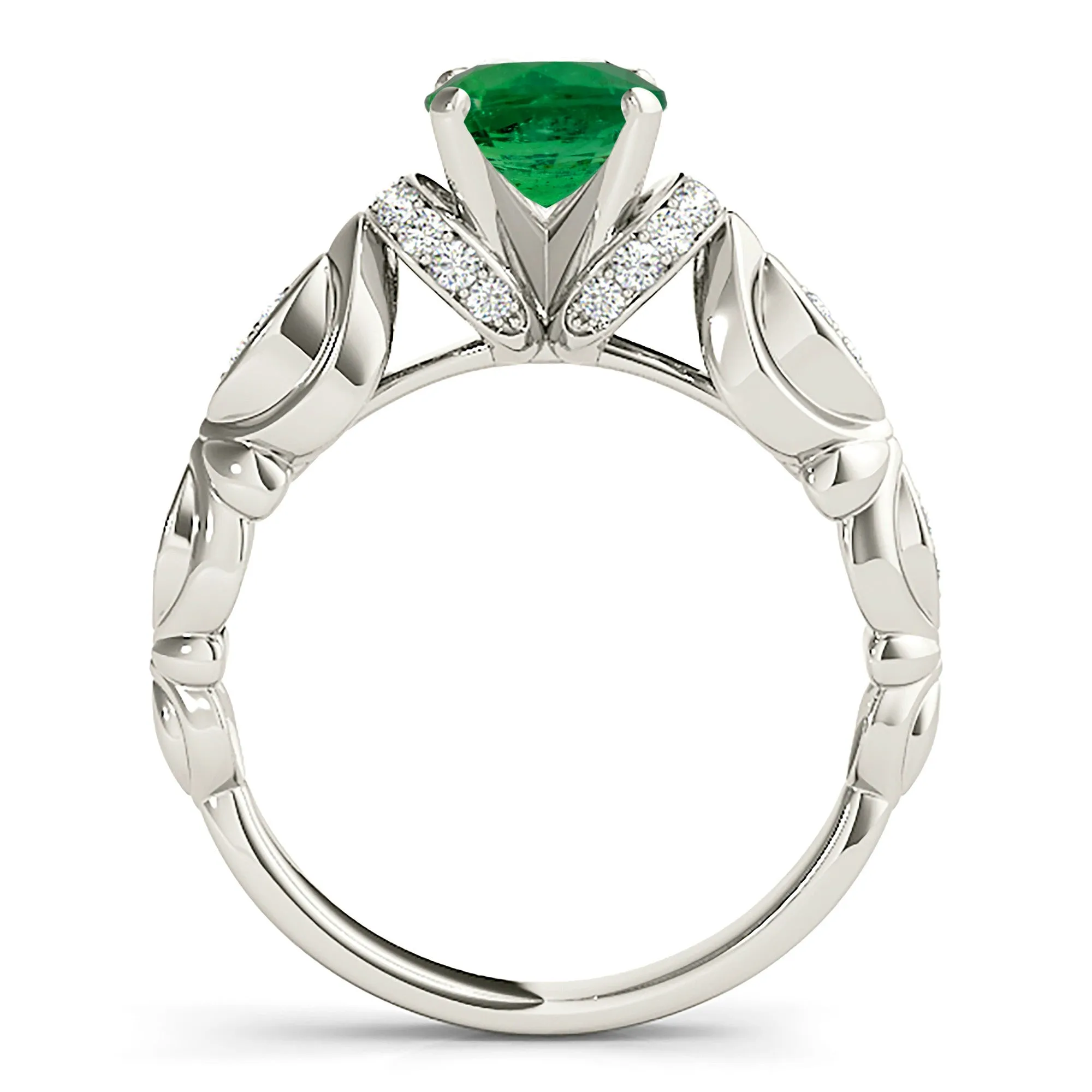1.75 ct. Genuine Emerald Ring With Side Accent Diamonds