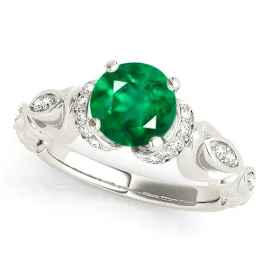 1.75 ct. Genuine Emerald Ring With Side Accent Diamonds