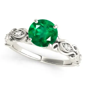 1.75 ct. Genuine Emerald Solitaire Ring With Side Accent Diamonds