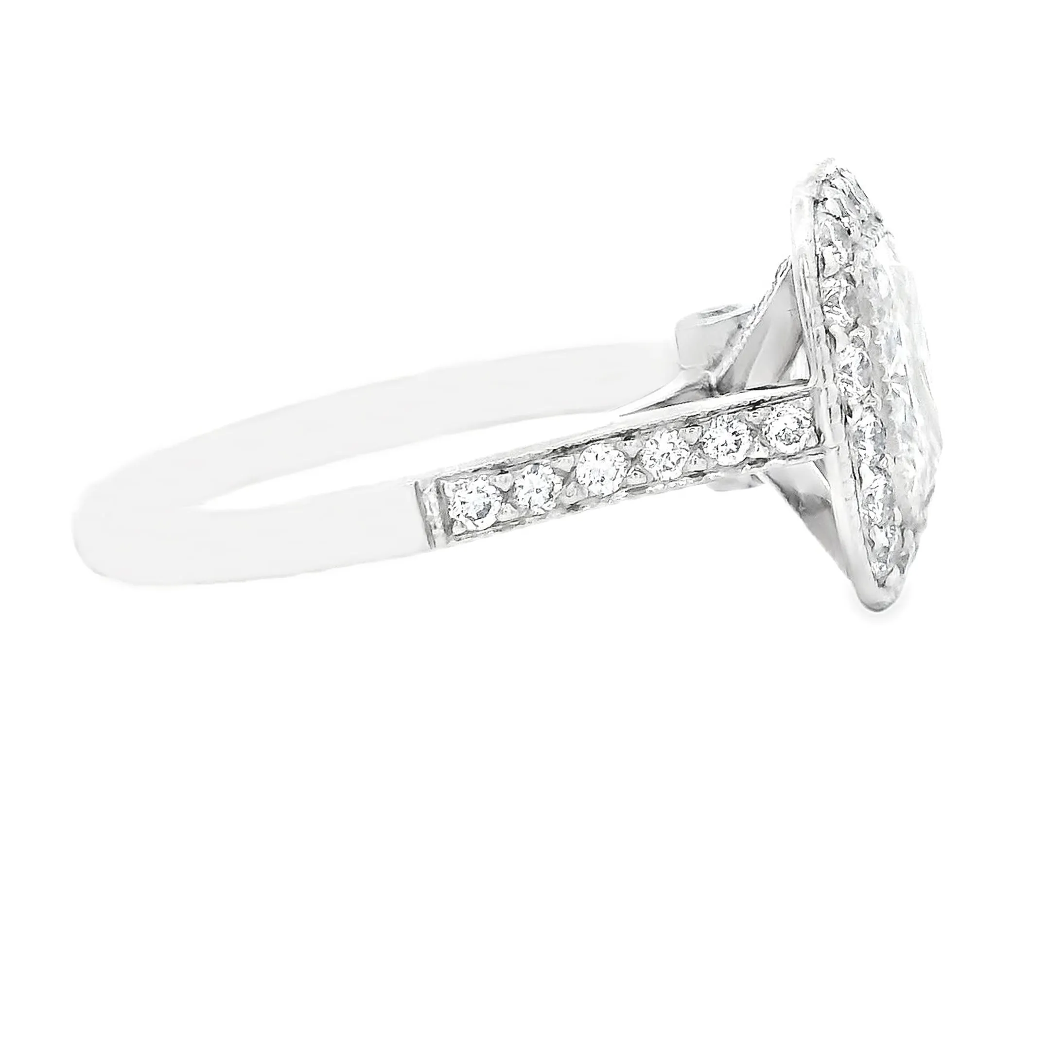 1.76ct Platinum Cushion Cut Halo Engagement Ring