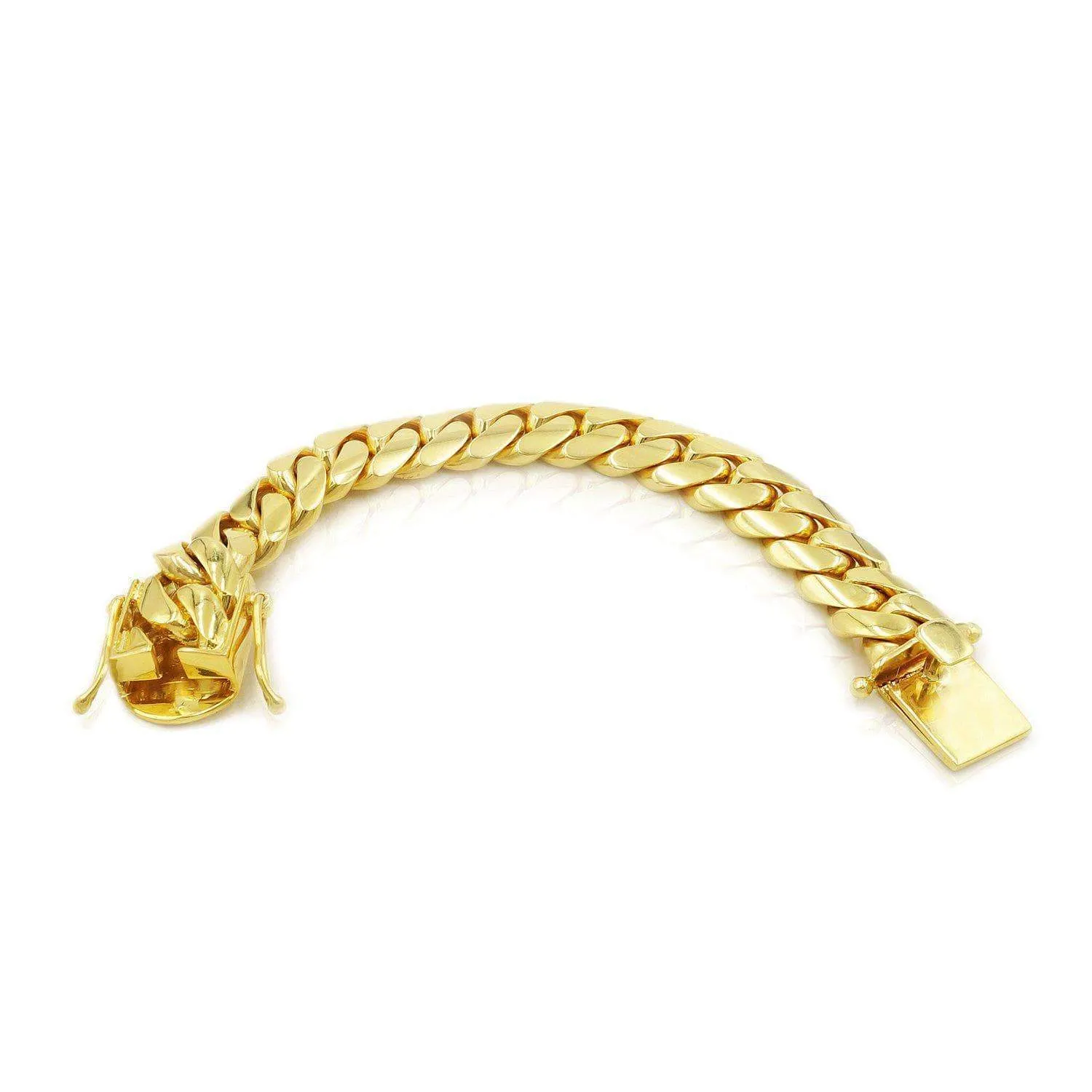 17mm Solid Cuban Link Bracelet in 14K Yellow Gold