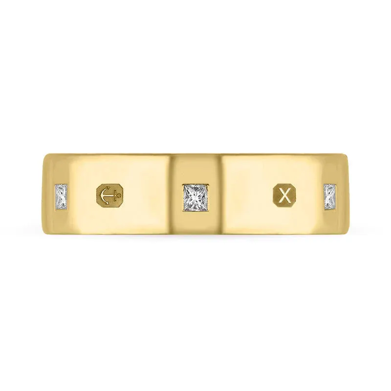 18ct Yellow Gold 0.36ctiamond Queen's Jubilee Hallmark Princess Cut 6mm Ring D