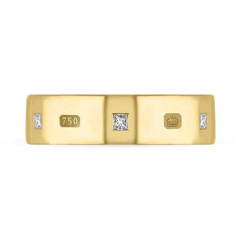 18ct Yellow Gold 0.36ctiamond Queen's Jubilee Hallmark Princess Cut 6mm Ring D