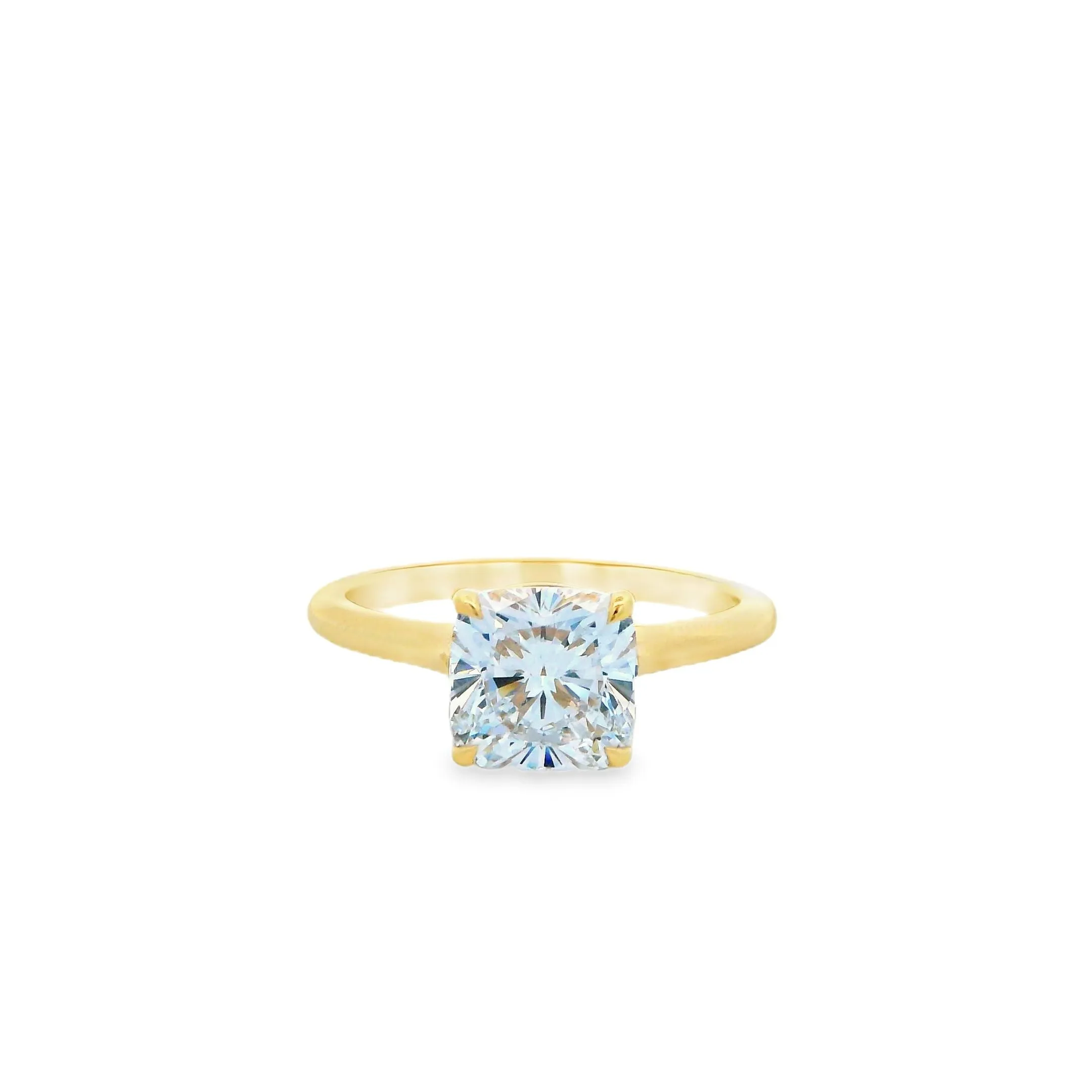18ct Yellow Gold 2.05ct Cushion Cut Lab Grown Diamond Solitaire Ring