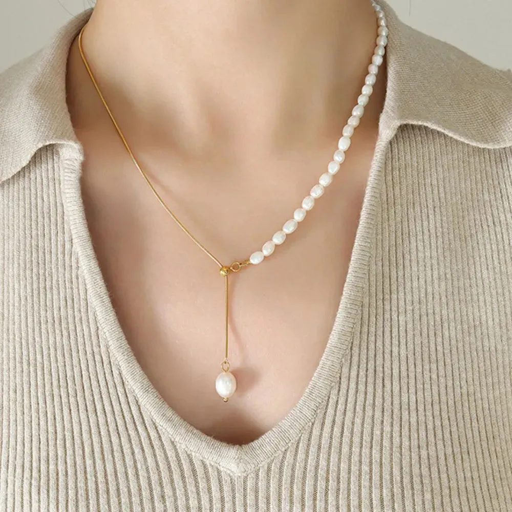 18K Gold-Plated Pearl Necklace