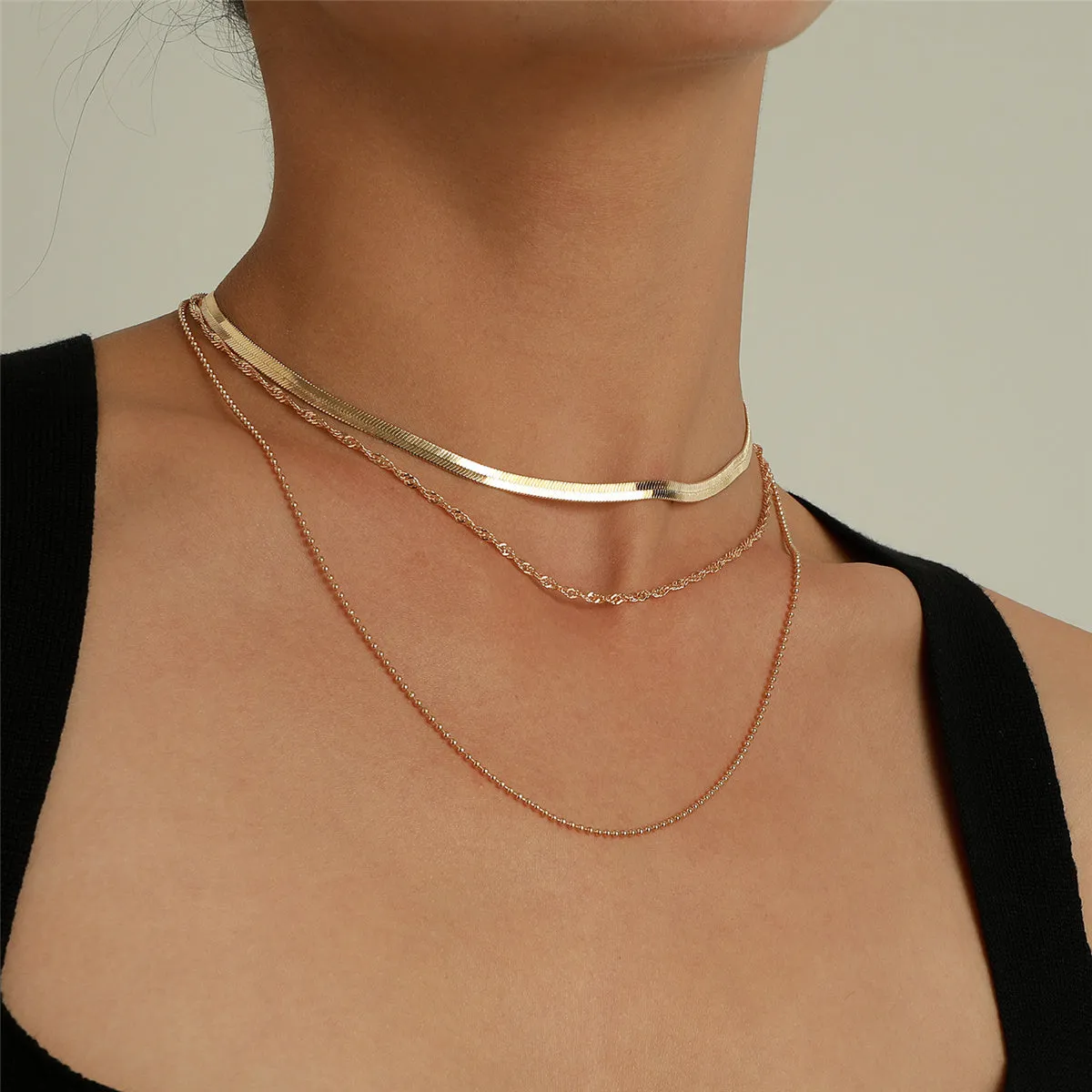 18K Gold-Plated Snake Chain Layered Necklace