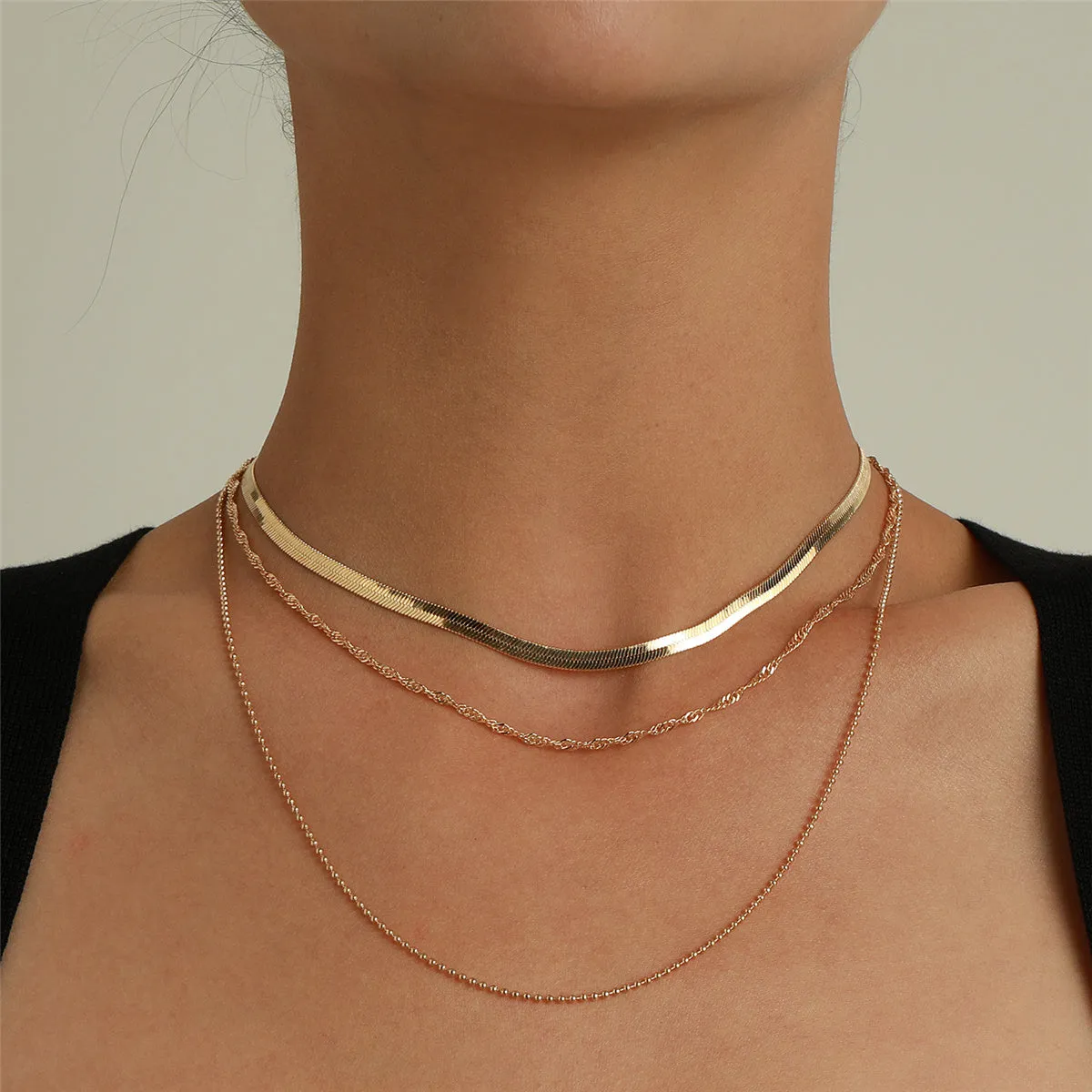 18K Gold-Plated Snake Chain Layered Necklace