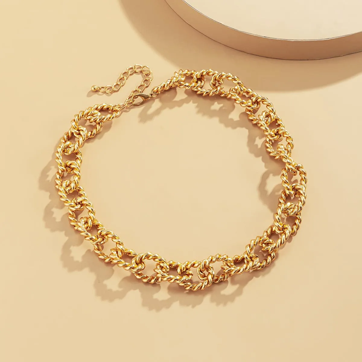 18K Gold-Plated Twist Chain Link Choker