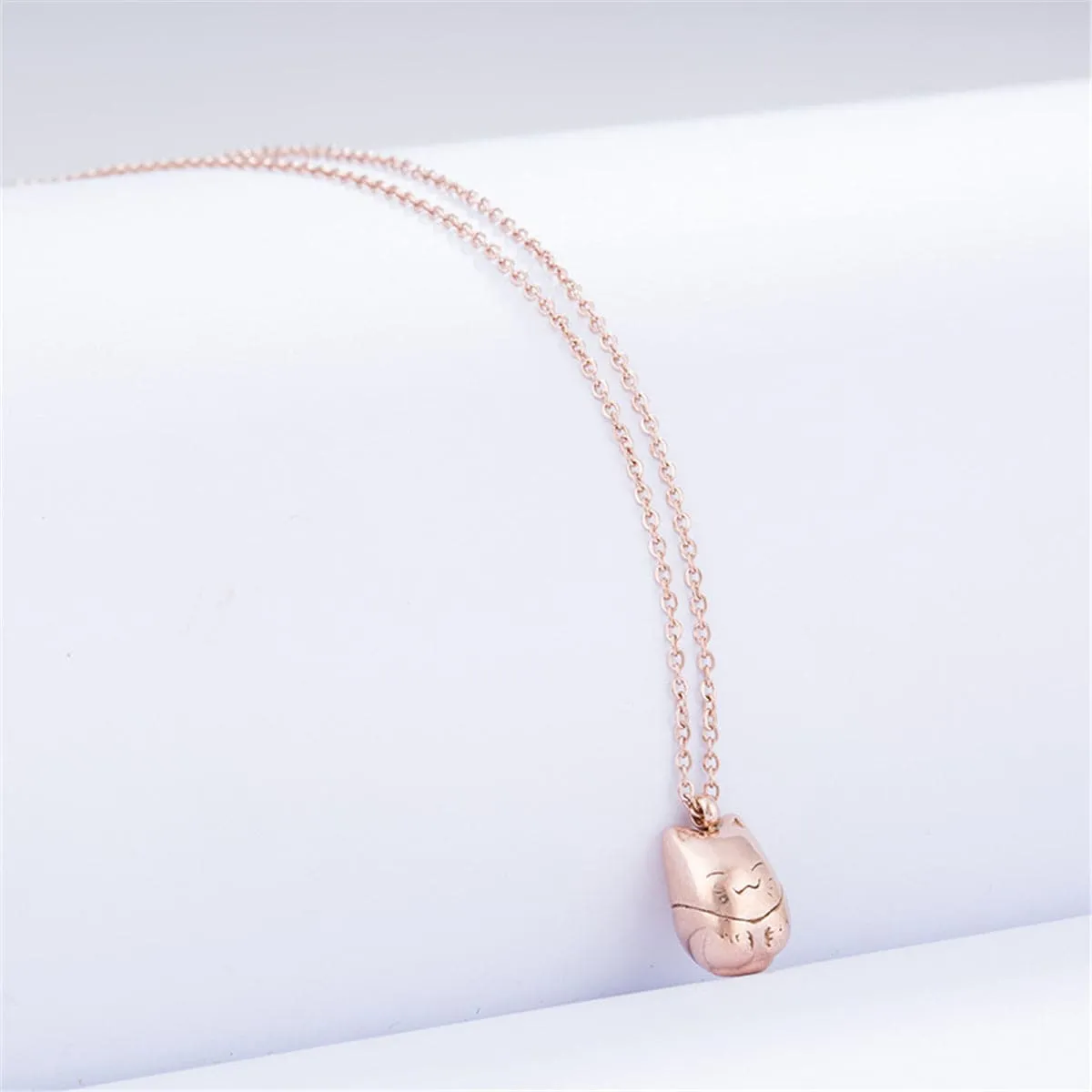 18K Rose Gold-Plated Cute Kitty Pendant Necklace