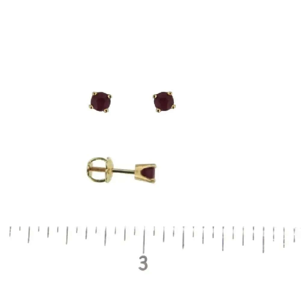 18K Solid Yellow Gold Ruby Covered Screwback Earrings