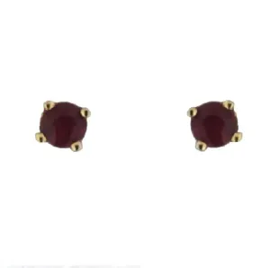 18K Solid Yellow Gold Ruby Covered Screwback Earrings