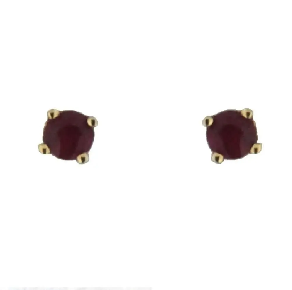 18K Solid Yellow Gold Ruby Covered Screwback Earrings
