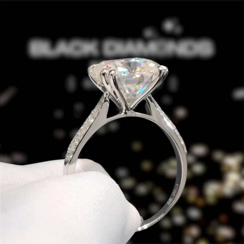 18K White Gold 5 Carat Cushion Cut Diamond Engagement Ring