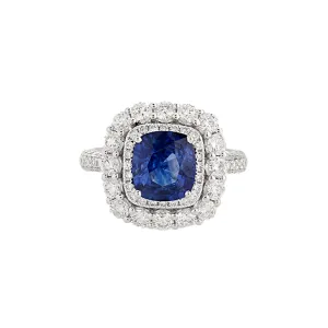 18k White Gold Diamond & Sapphire Ring