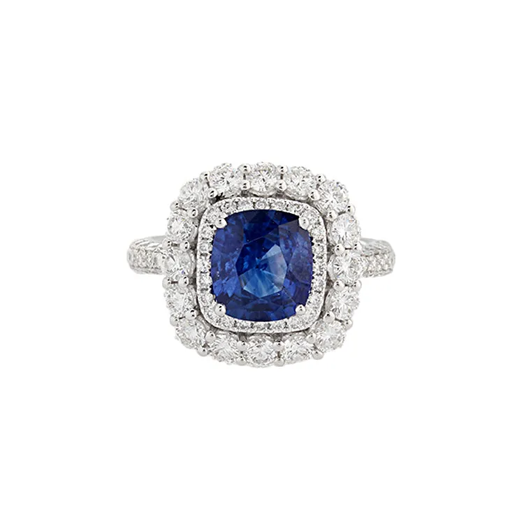 18k White Gold Diamond & Sapphire Ring