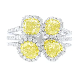 18k White Gold Four Stone Yellow Diamond Ring