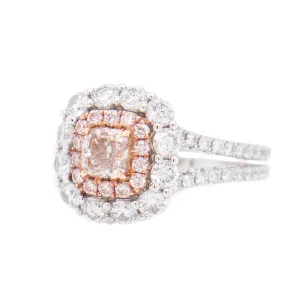 18k White Gold Pink & White Diamond Ring
