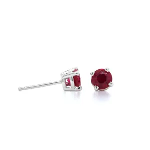 18K White Gold Ruby Stud Earrings