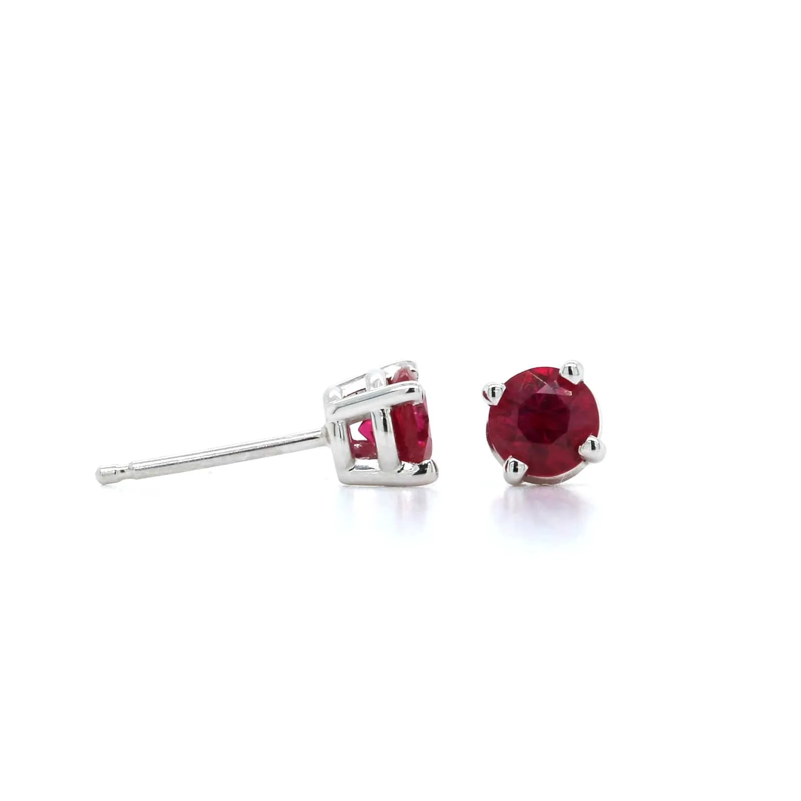 18K White Gold Ruby Stud Earrings
