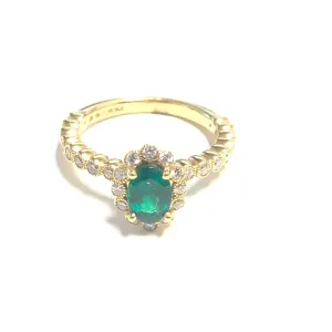 18K Yellow Gold (0.76ct) Emerald and Diamond Ring