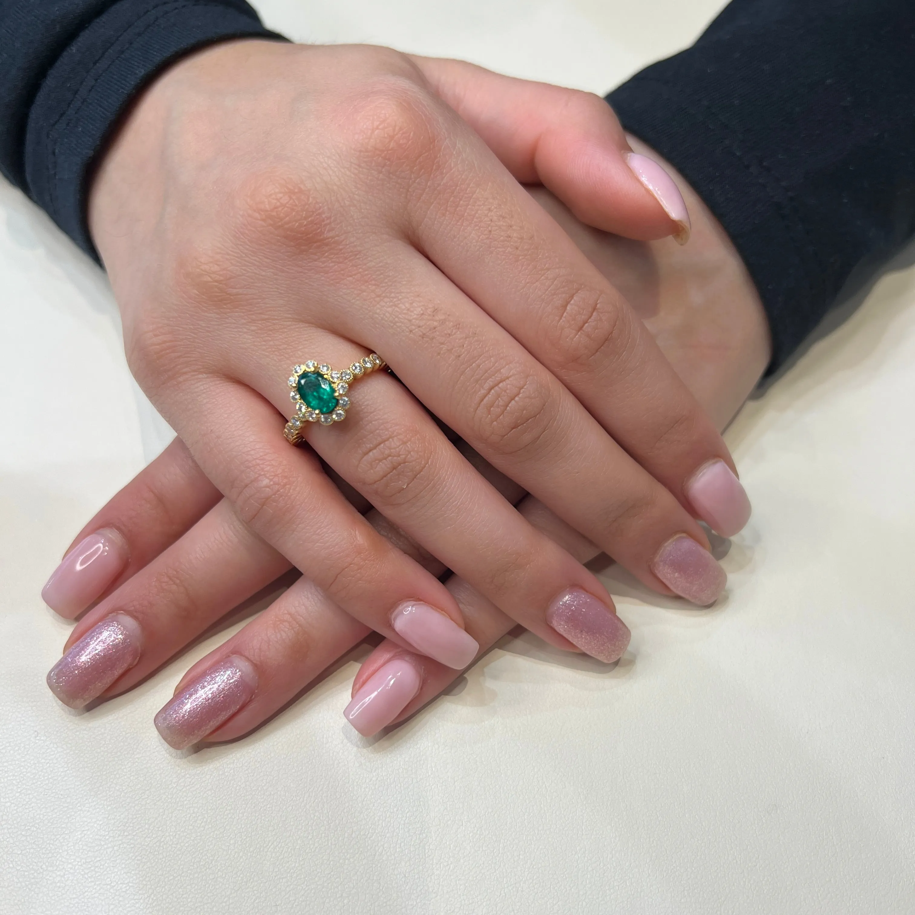 18K Yellow Gold (0.76ct) Emerald and Diamond Ring