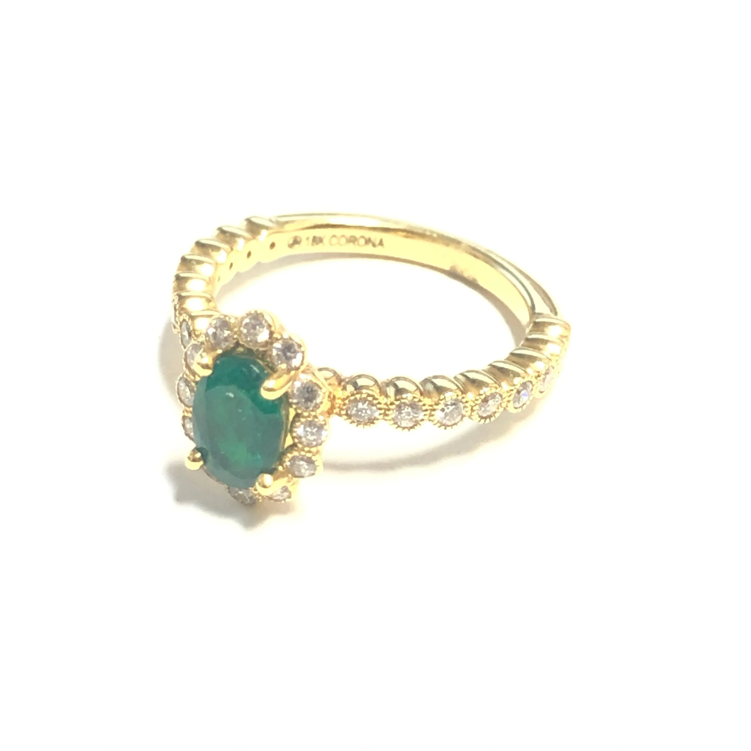 18K Yellow Gold (0.76ct) Emerald and Diamond Ring