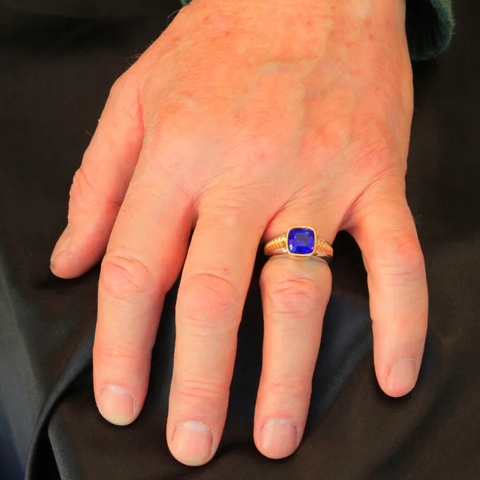 18K Yellow Gold Men's Tanzanite Ring 5.17 Carats