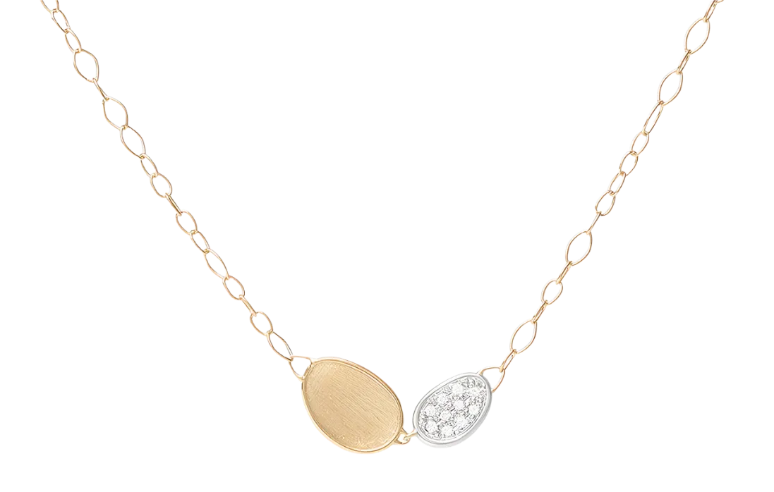 18K Yellow Gold Mini-Petal & Diamond Pendant Necklace