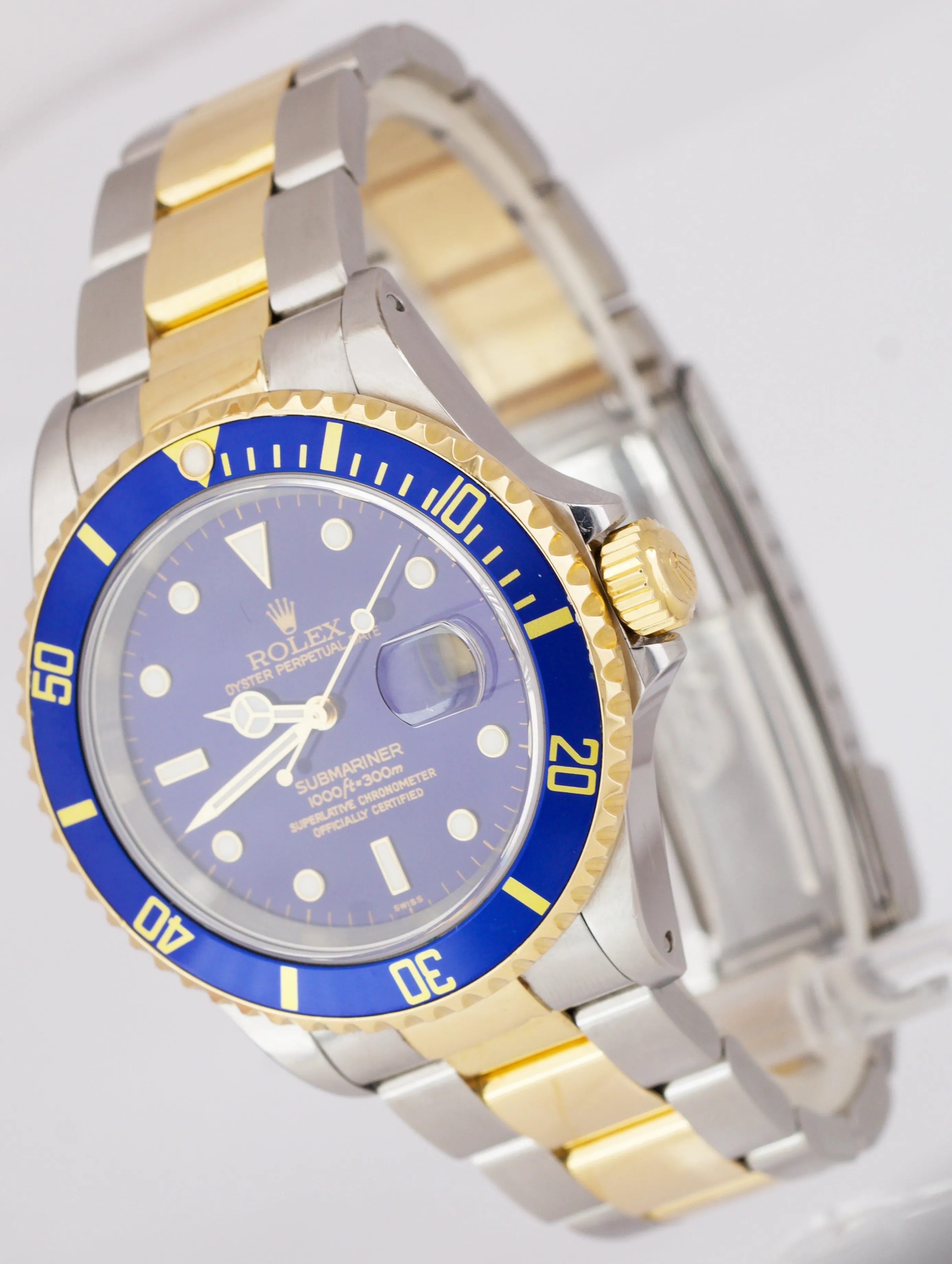 1999 Rolex Submariner Date 16613 Two-Tone Gold Blue SWISS ONLY DIAL 40mm Watch