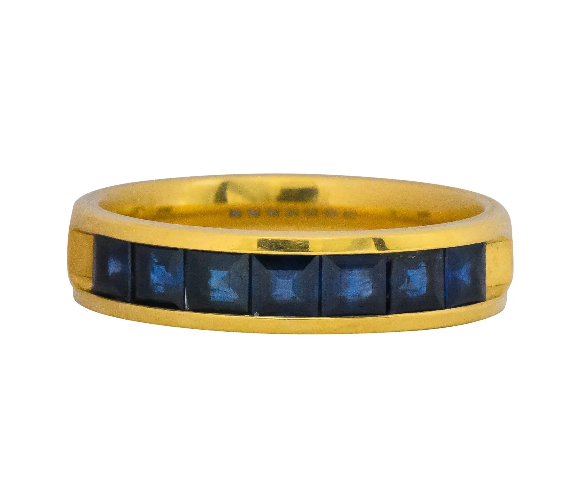 2 Contemporary 5.50 CTW Sapphire Emerald 18 Karat Gold Men's Band Rings
