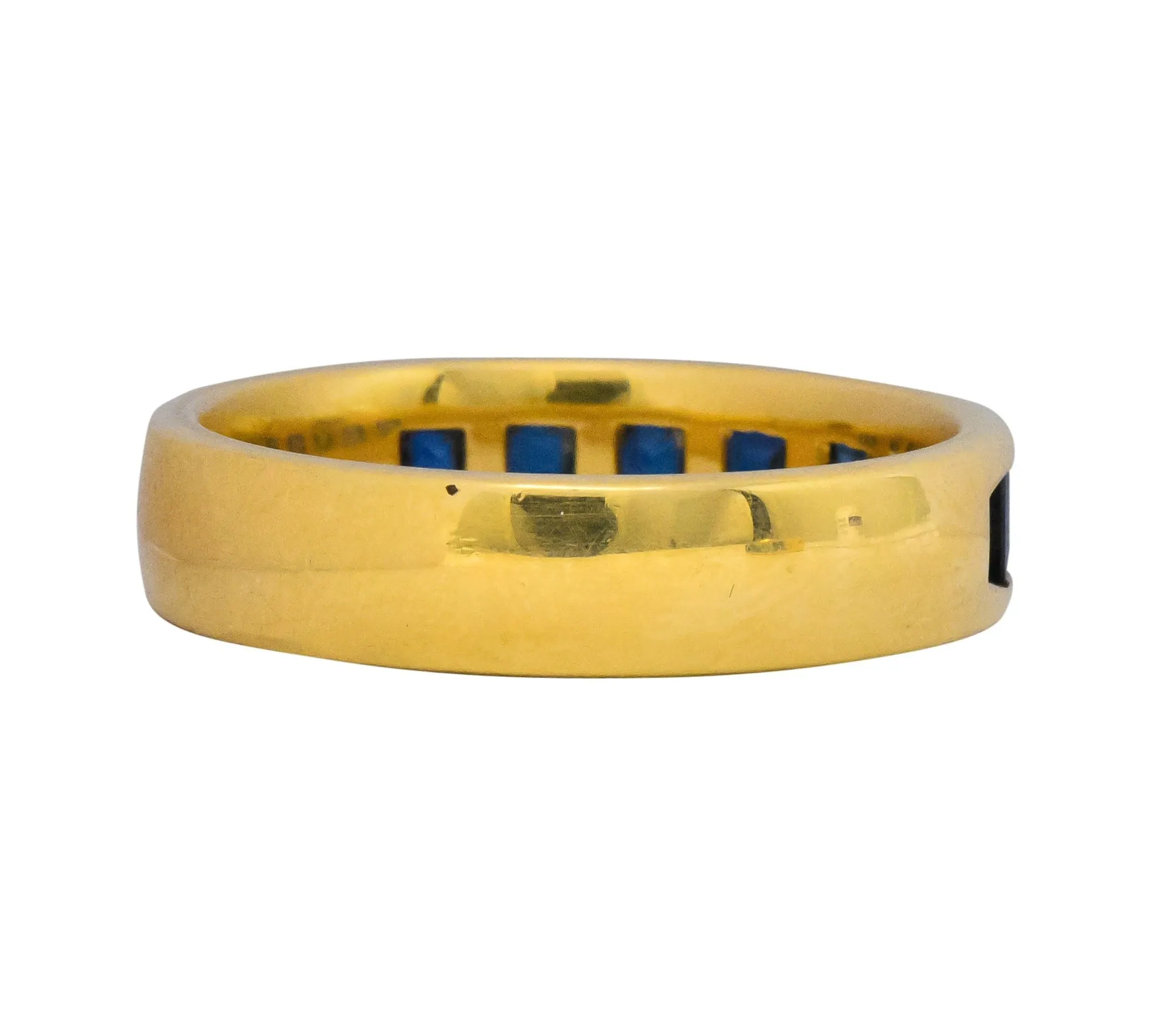 2 Contemporary 5.50 CTW Sapphire Emerald 18 Karat Gold Men's Band Rings