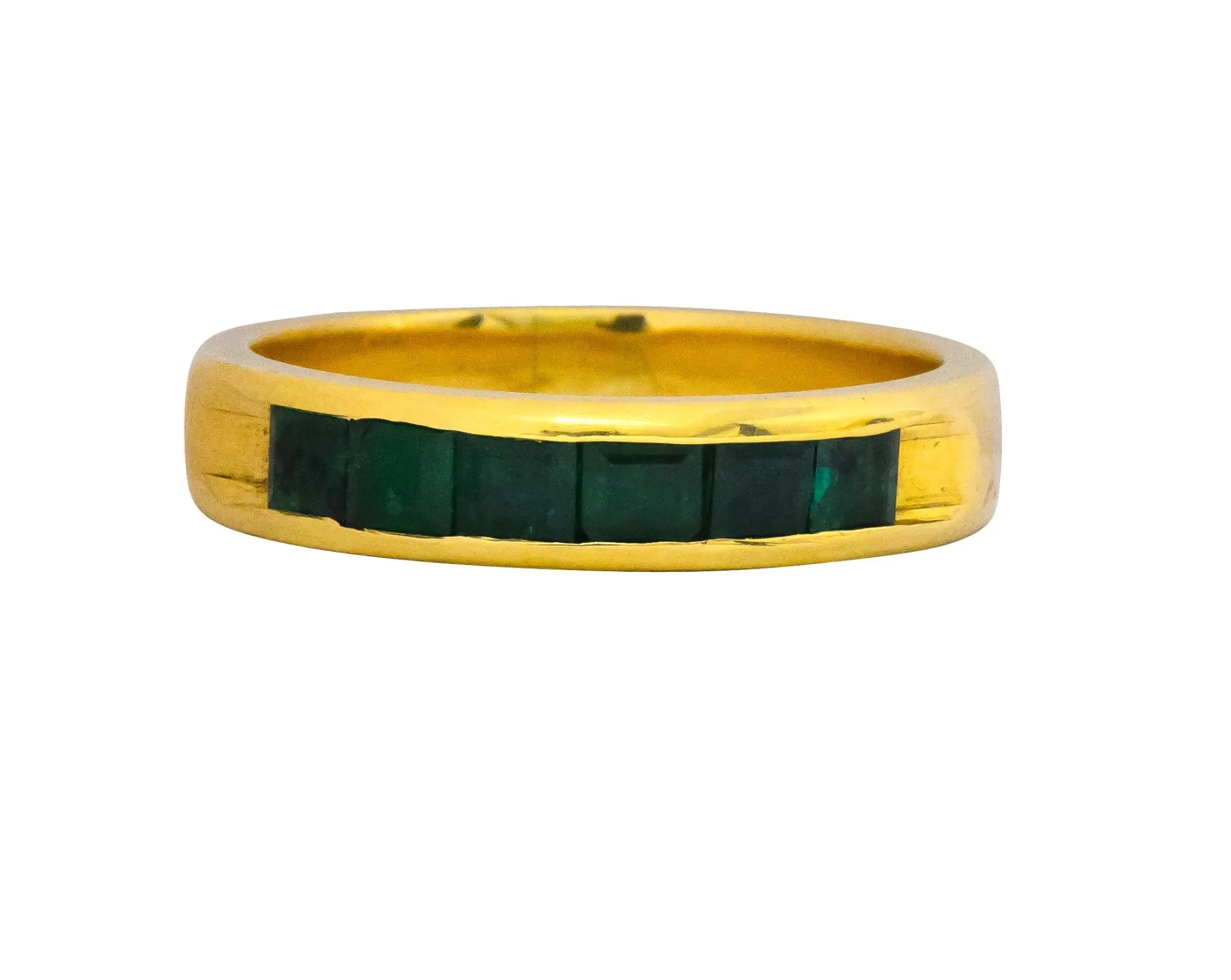 2 Contemporary 5.50 CTW Sapphire Emerald 18 Karat Gold Men's Band Rings