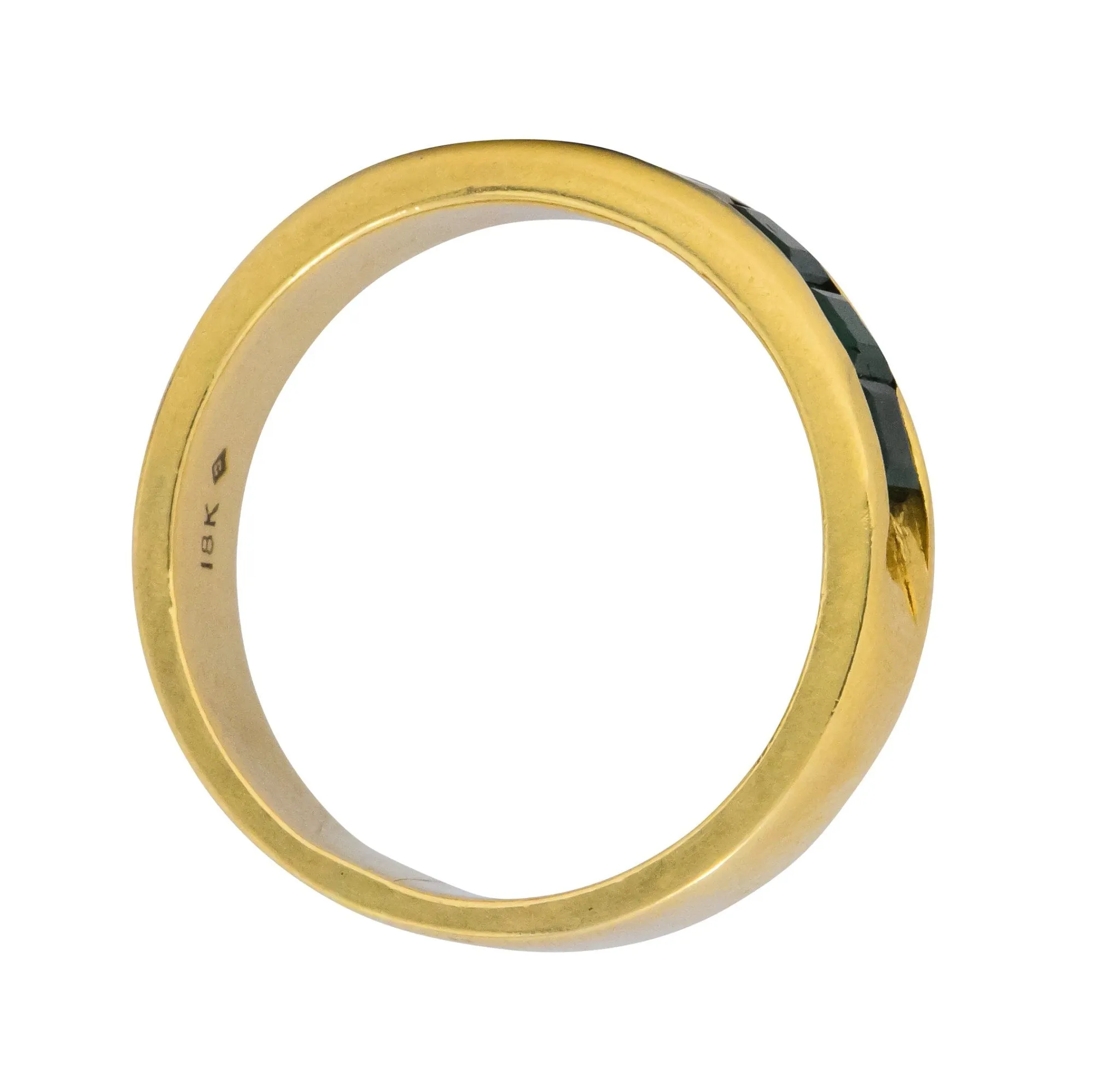 2 Contemporary 5.50 CTW Sapphire Emerald 18 Karat Gold Men's Band Rings