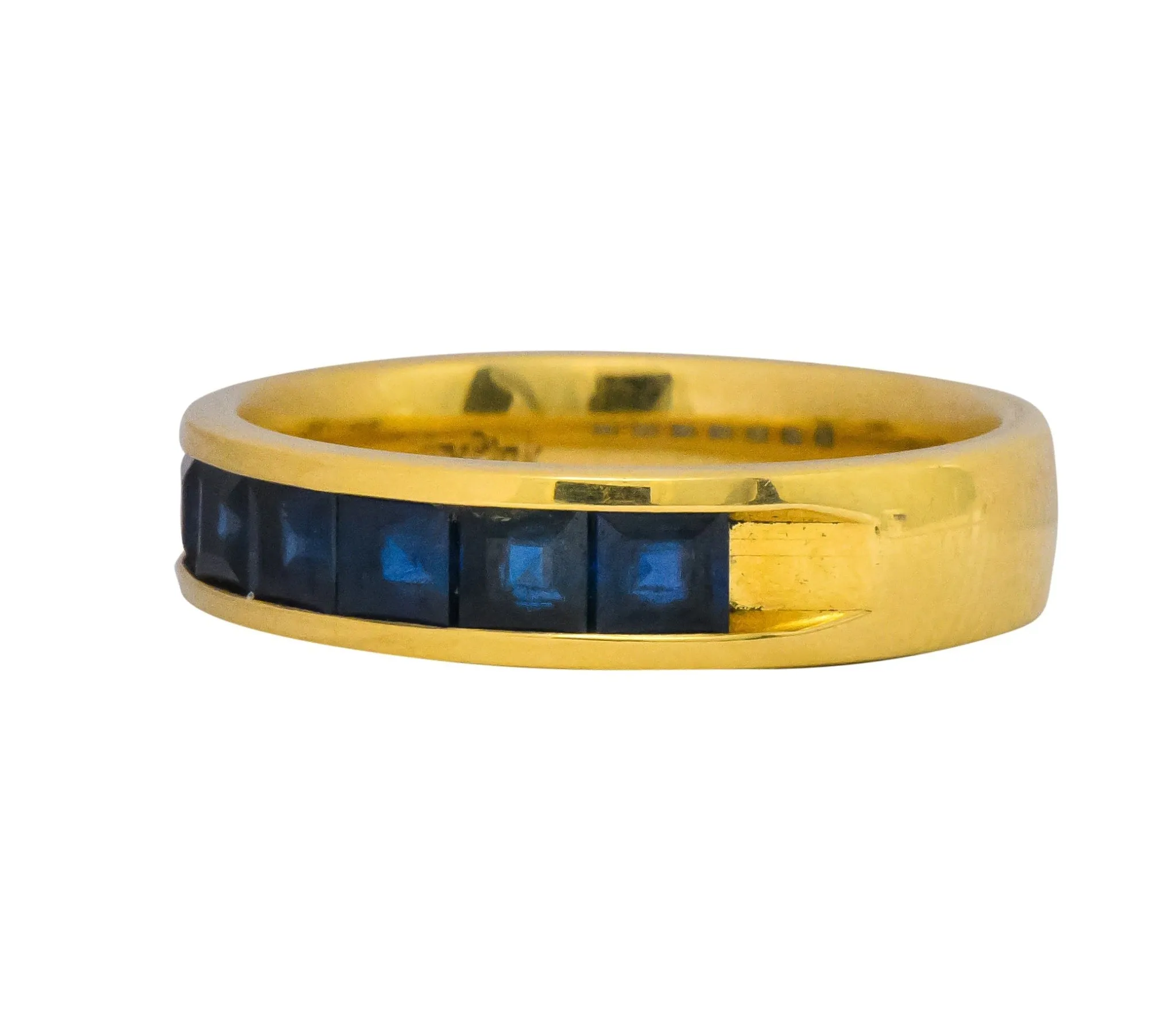 2 Contemporary 5.50 CTW Sapphire Emerald 18 Karat Gold Men's Band Rings