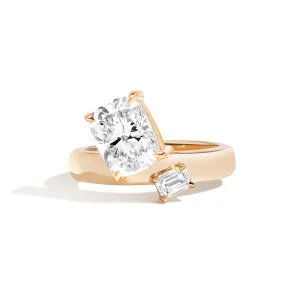 2-Stone Tilted Cushion-Cut Offset Ring