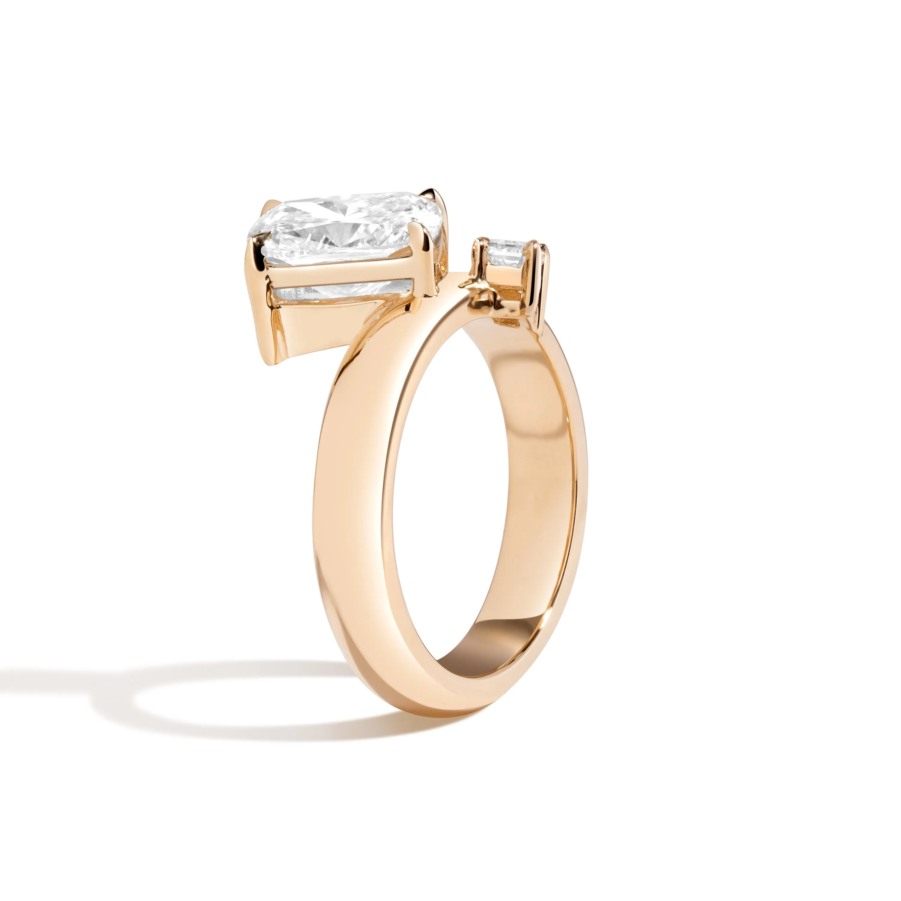 2-Stone Tilted Cushion-Cut Offset Ring