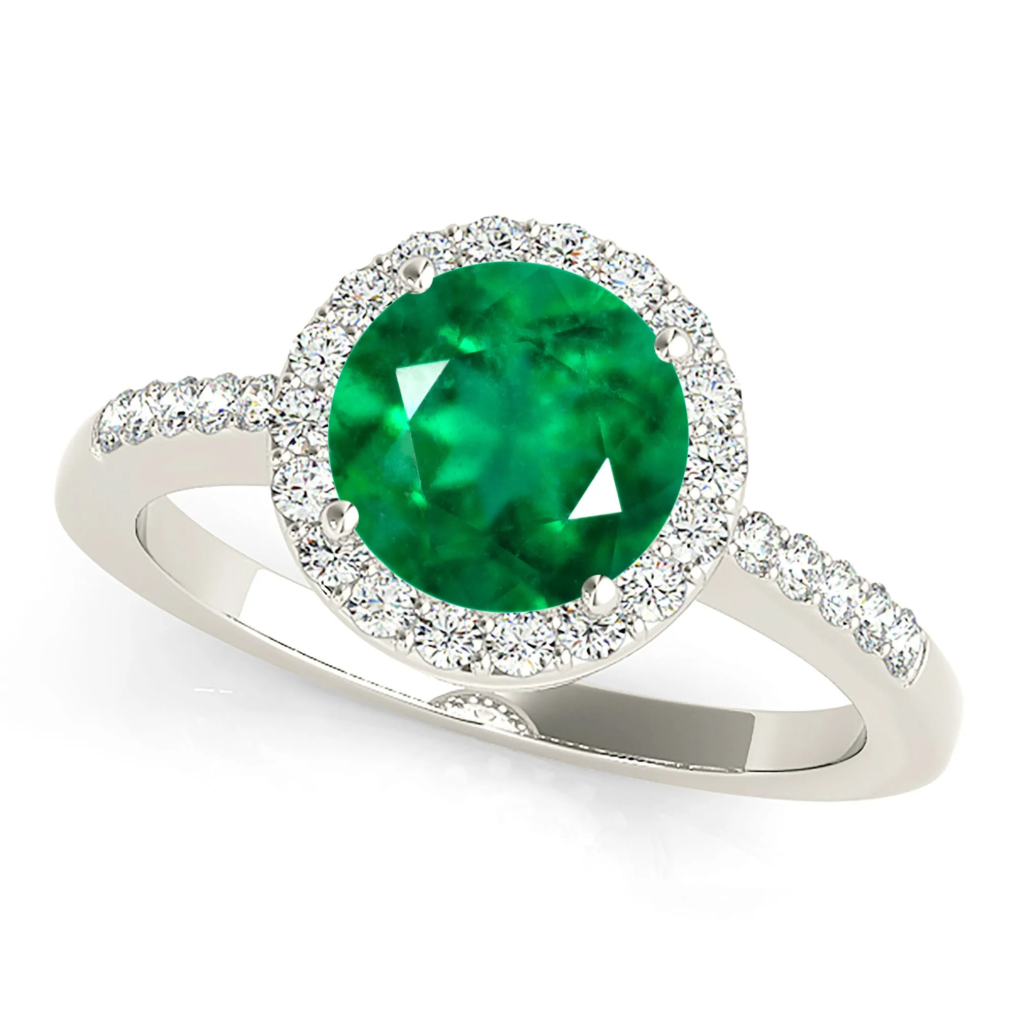 2.00 ct. Genuine Emerald Ring With Delicate Halo and Band, Filigree Basket