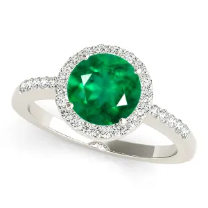 2.00 ct. Genuine Emerald Ring With Delicate Halo and Band, Filigree Basket