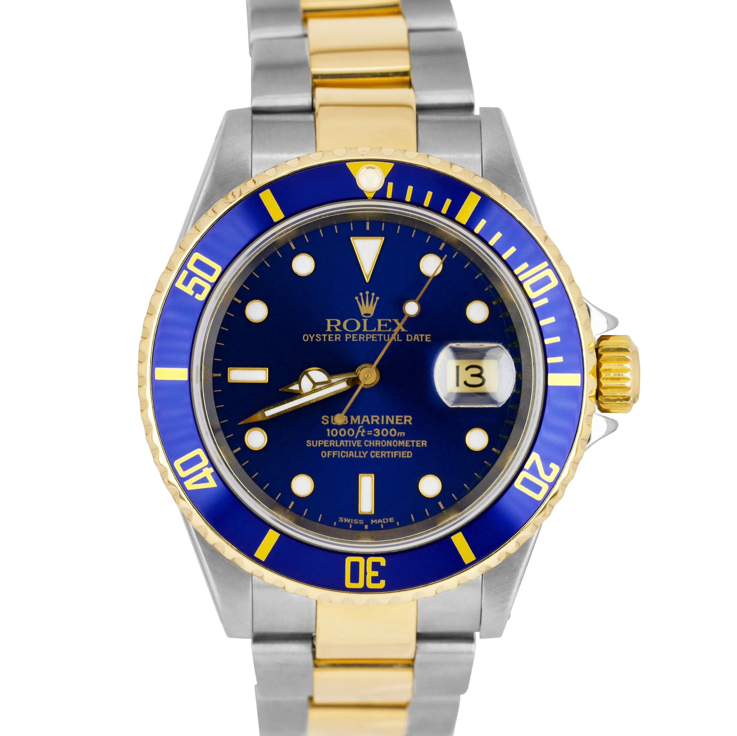 2003 Rolex Submariner 16613 Two-Tone Stainless Blue Date Dive 40mm Watch SEL