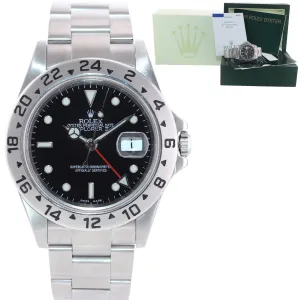2005 PAPERS Rolex Explorer II Steel Black Dial 16570 40mm GMT SEL Watch Box