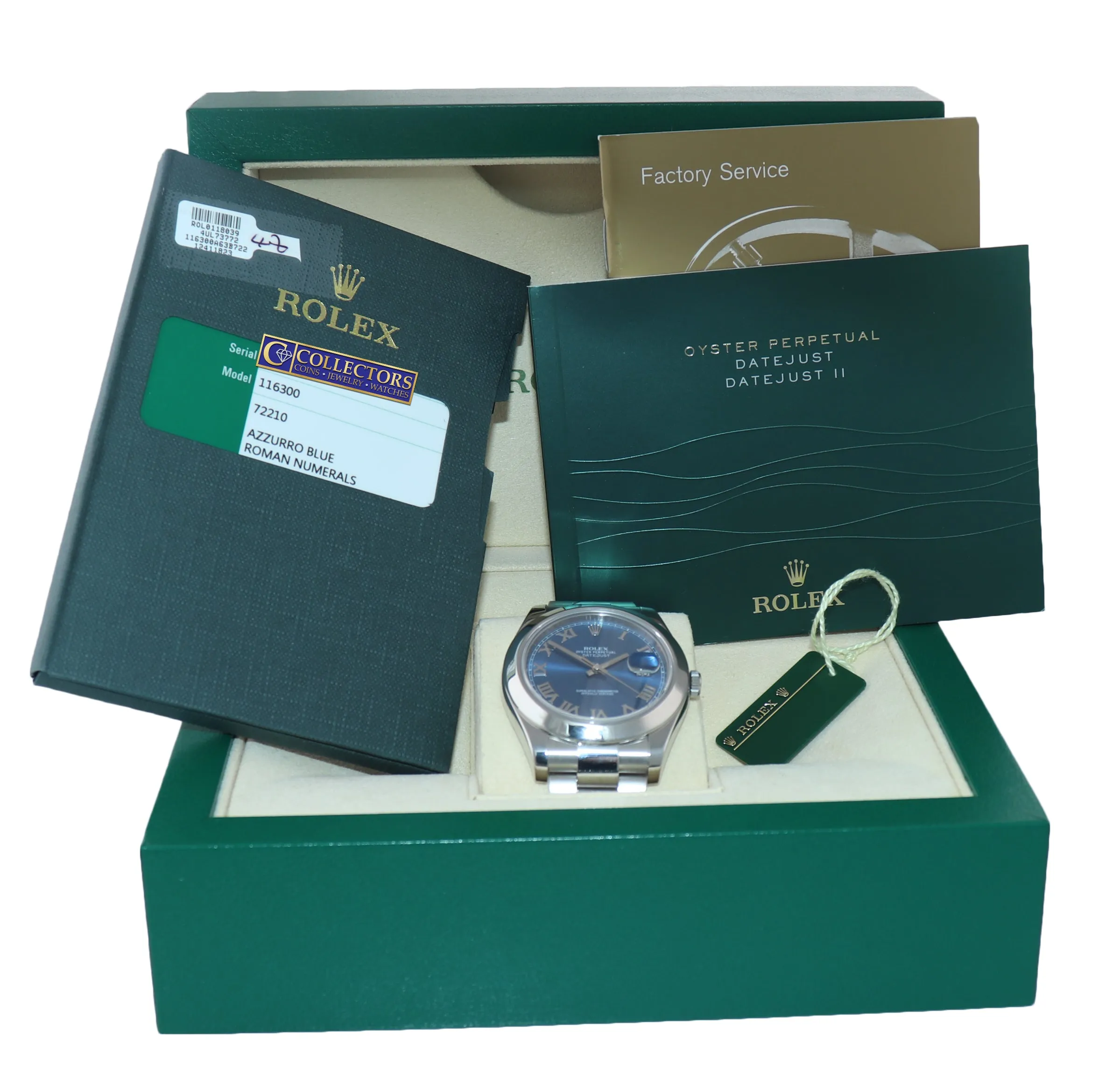 2015 MINT PAPERS Rolex DateJust II 116300 Blue Roman Dial Steel 41mm Watch Box