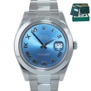 2015 MINT PAPERS Rolex DateJust II 116300 Blue Roman Dial Steel 41mm Watch Box
